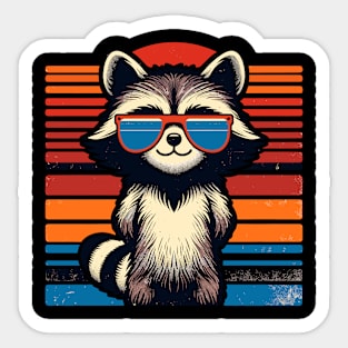 Cool Retro Raccoon in Sunglasses 70s 80s 90s Funny Raccoon Sticker